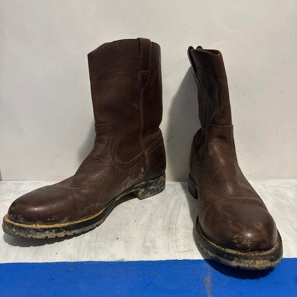 H.S. Trask Brown Bison Leather Pull On Boot  Made In USA Men\'s Size 11M Dirty